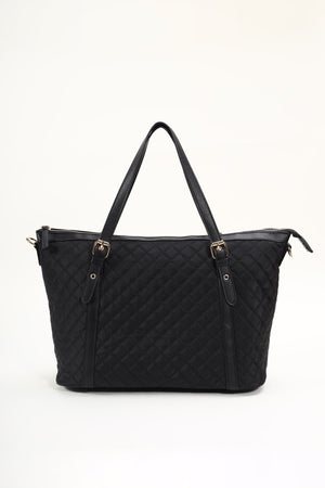 Quilted Nylon Everyday Tote in Black