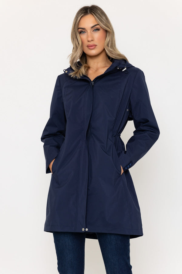 Carraig Donn Rain Mac Coat in Navy