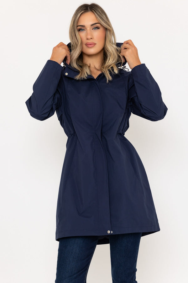 Carraig Donn Rain Mac Coat in Navy