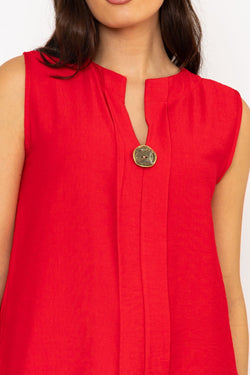 Carraig Donn Red Button Detail Sleeveless Top