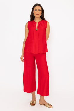 Carraig Donn Red Button Detail Sleeveless Top