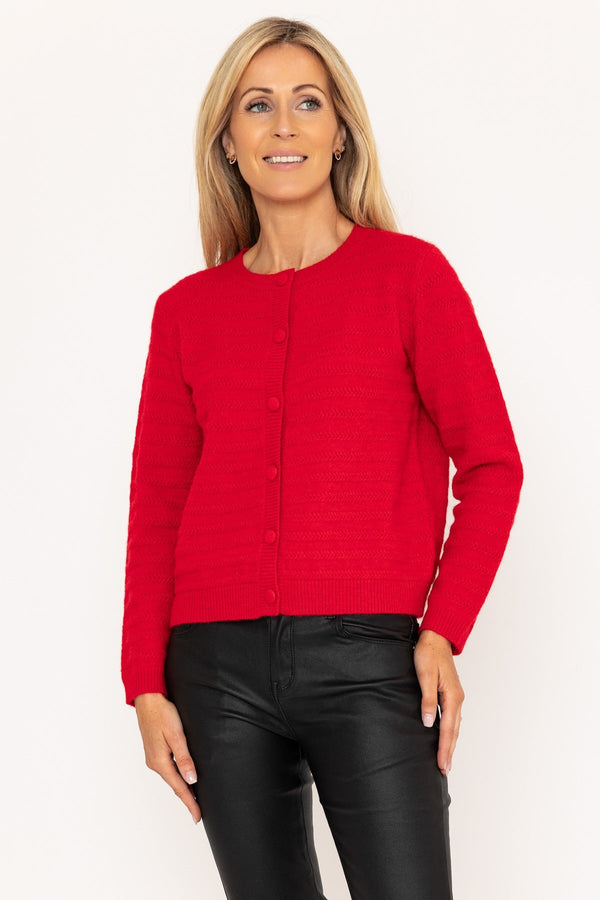 Carraig Donn Red Button Up Cardigan