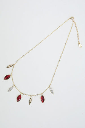 Red Crystal Drop Gold Necklace