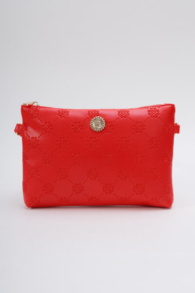 Carraig Donn Red Embossed Crossbody Bag