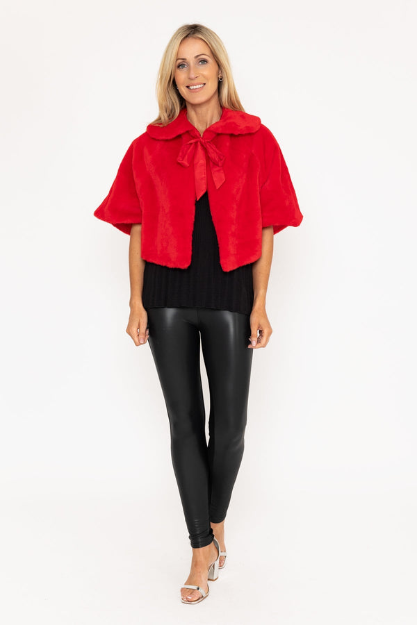 Carraig Donn Red Faux Fur Cape