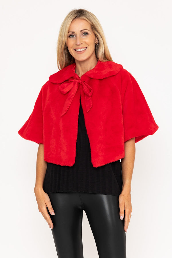 Carraig Donn Red Faux Fur Cape