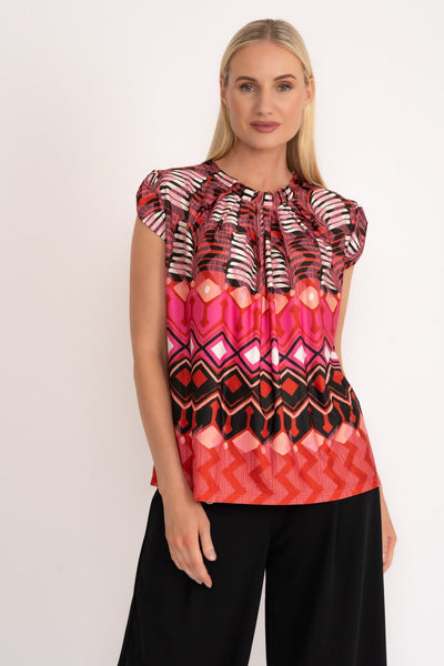 Carraig Donn Red Geometric Print Round Neck Top