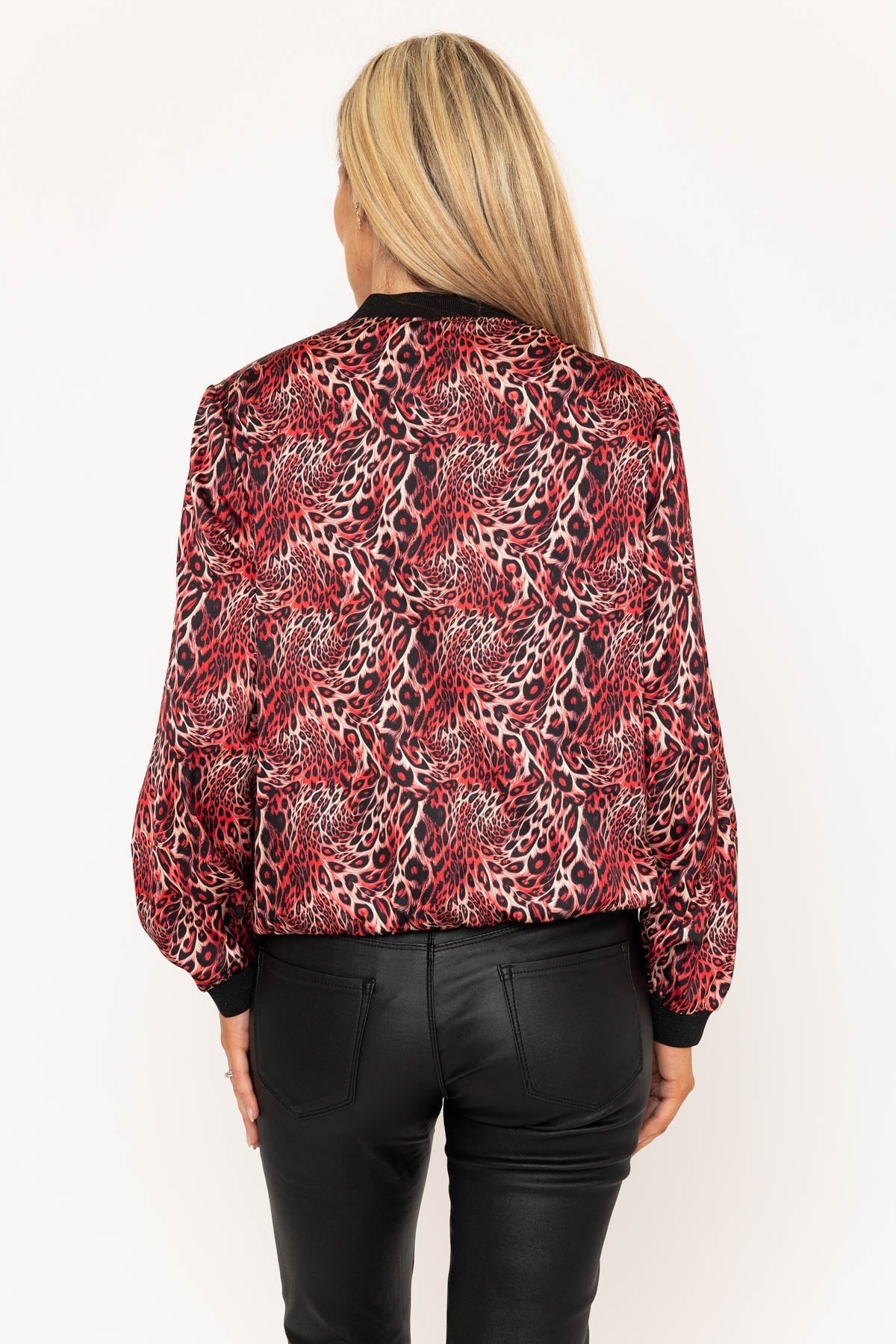 Red Leopard Print Bomber Jacket ladies Jackets Coats Carraig Donn