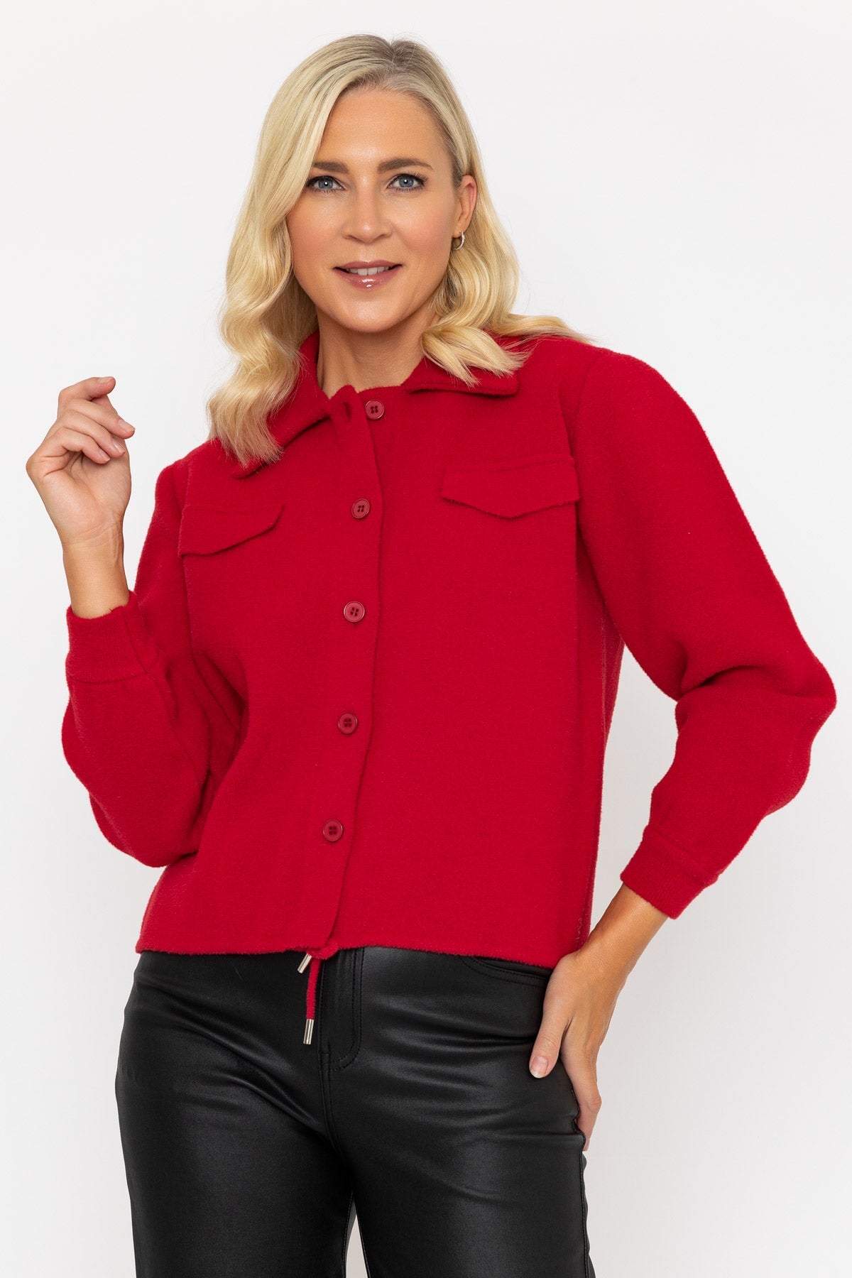 Short red cardigan shop
