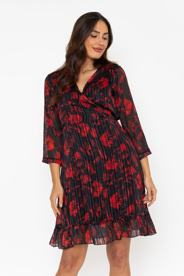 Carraig Donn Red Print Lurex Roisin Mini Dress