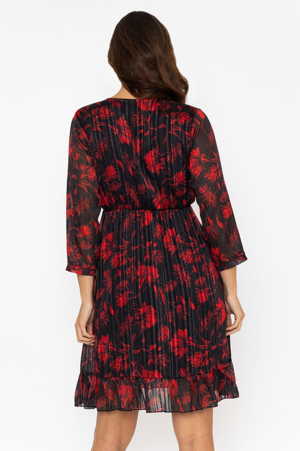 Carraig Donn Red Print Lurex Roisin Mini Dress