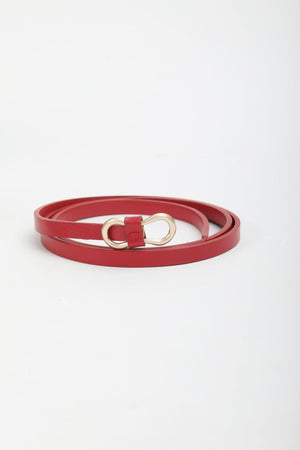 Red Skinny Waist Belt - Size S/M