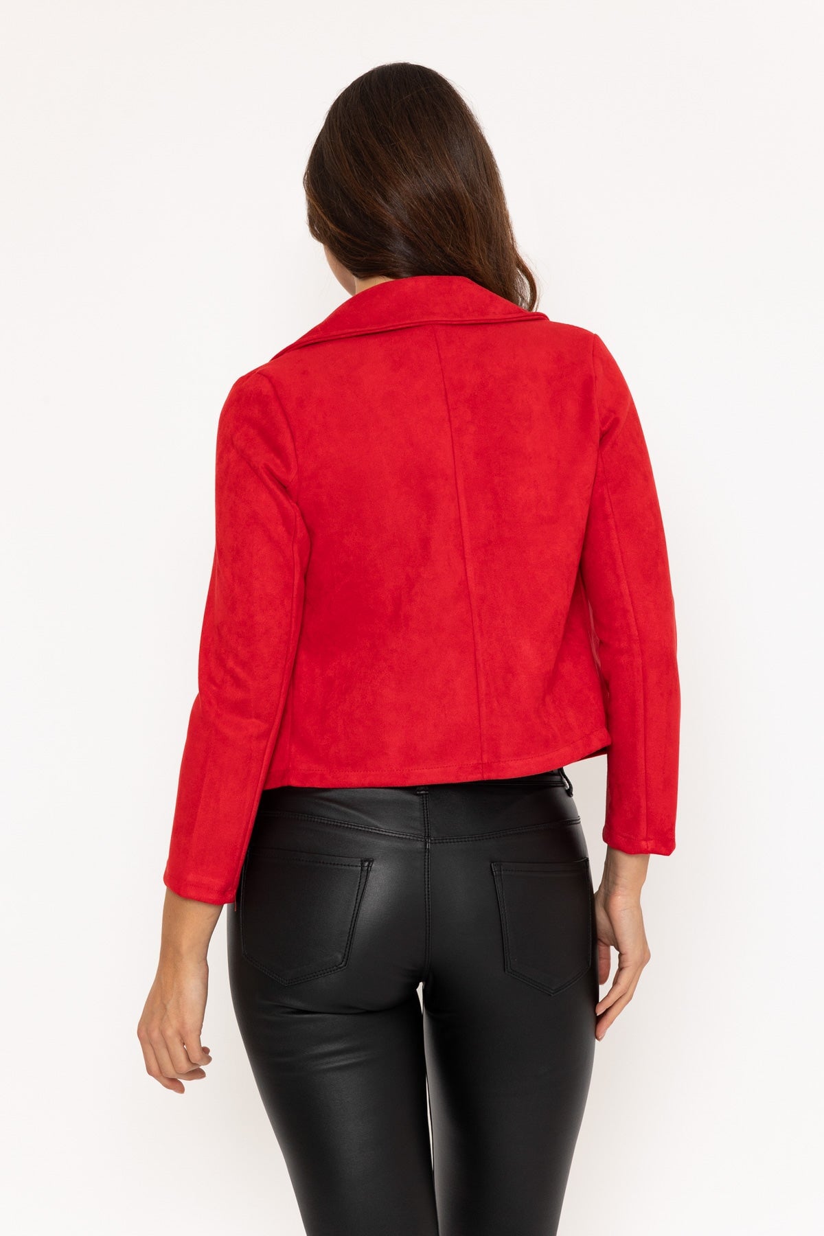 Red suede blazer sale