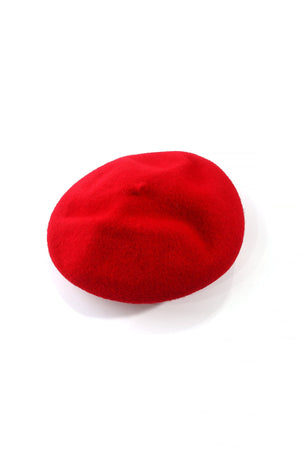 Red Wool Beret With Heart Pin