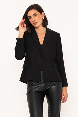 Carraig Donn Rhinestone Lapel Blazer in Black