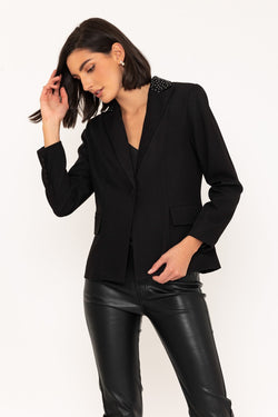 Carraig Donn Rhinestone Lapel Blazer in Black