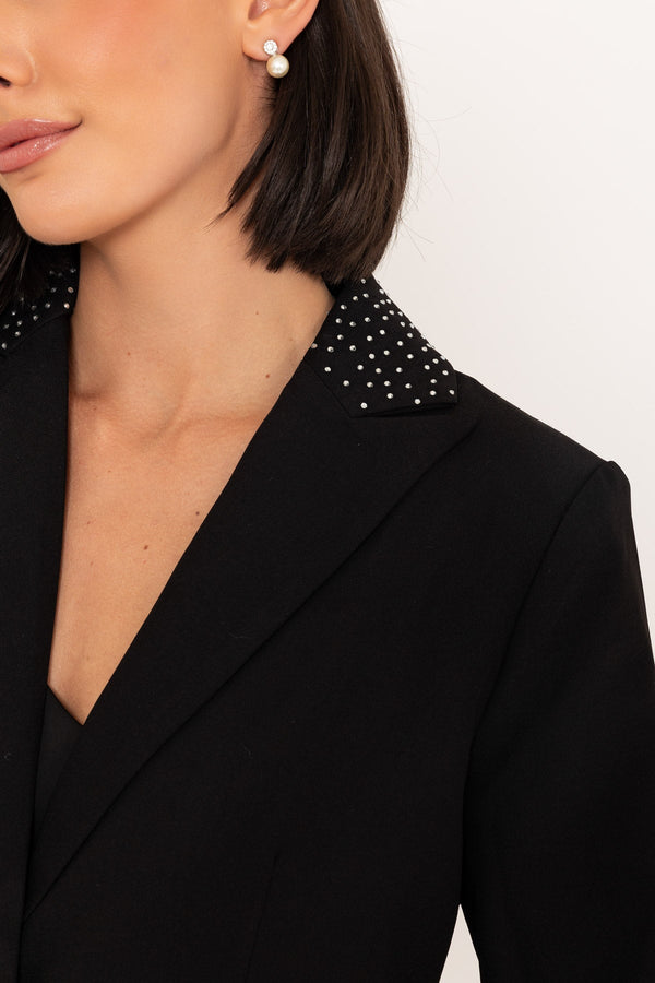 Carraig Donn Rhinestone Lapel Blazer in Black