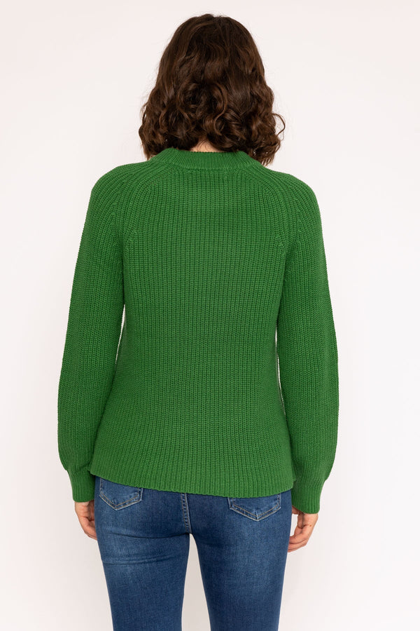 Carraig Donn Rib High Neck Knit Sweater in Green