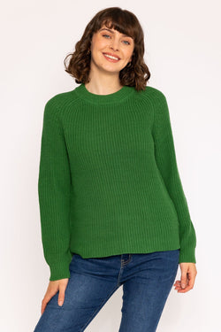 Carraig Donn Rib High Neck Knit Sweater in Green