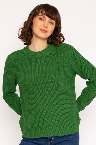 Carraig Donn Rib High Neck Knit Sweater in Green