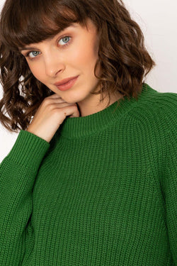 Carraig Donn Rib High Neck Knit Sweater in Green