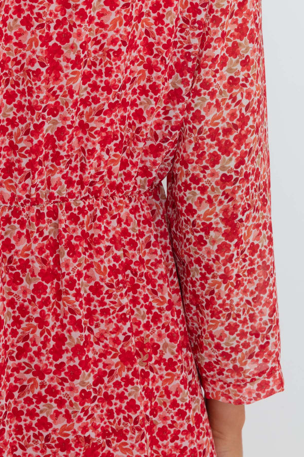 Carraig Donn Roisin Knee Length Dress in Red Print