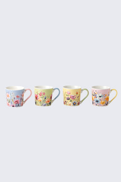 Carraig Donn Roisin Set Of 4 Floral Mugs