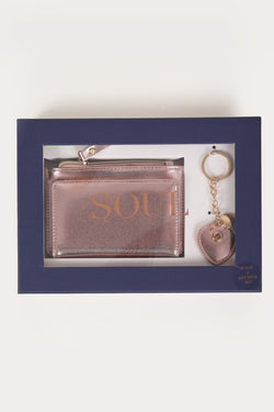 Carraig Donn Rose Gold Metallic Purse & Key Ring Gift Set