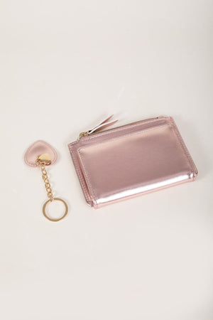 Rose Gold Metallic Purse & Key Ring Gift Set