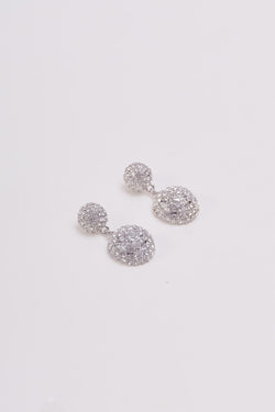 Carraig Donn Round Clear Stone Silver Drop Earrings