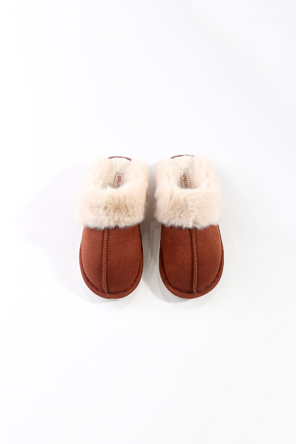 Carraig Donn Rust Orange Faux Suede Mule Slipper