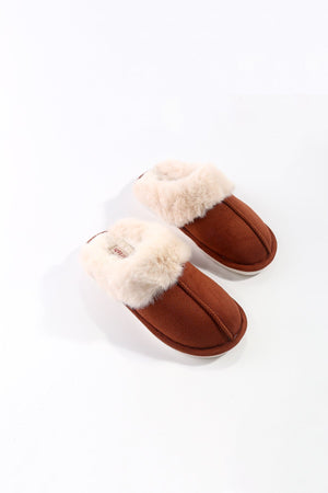 Rust Orange Faux Suede Mule Slipper