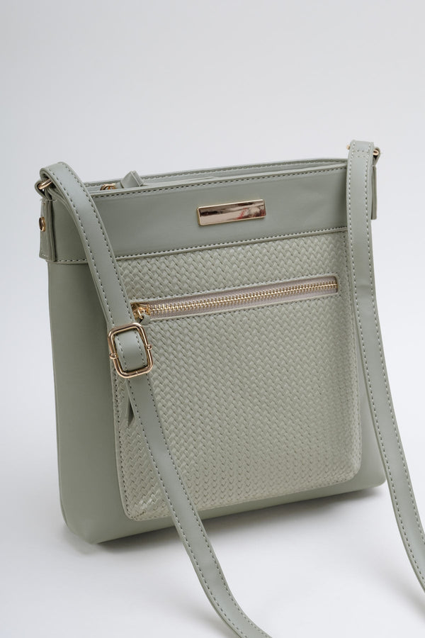 Carraig Donn Sage Classic Crossbody Bag With Woven Pocket