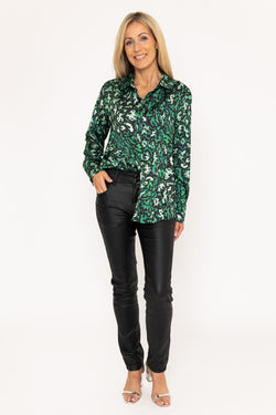 Carraig Donn Sateen Green Print Shirt