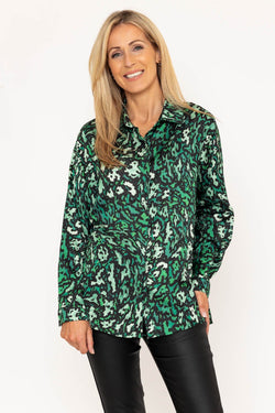 Carraig Donn Sateen Green Print Shirt