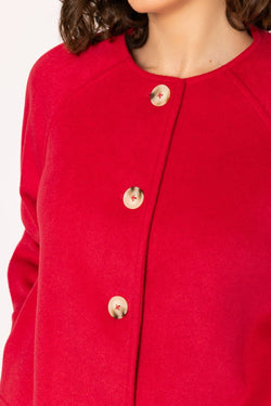 Carraig Donn Scarf Button Coat in Red