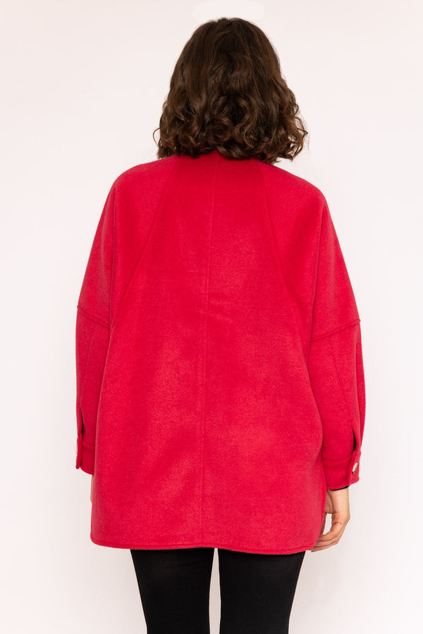 Carraig Donn Scarf Button Coat in Red