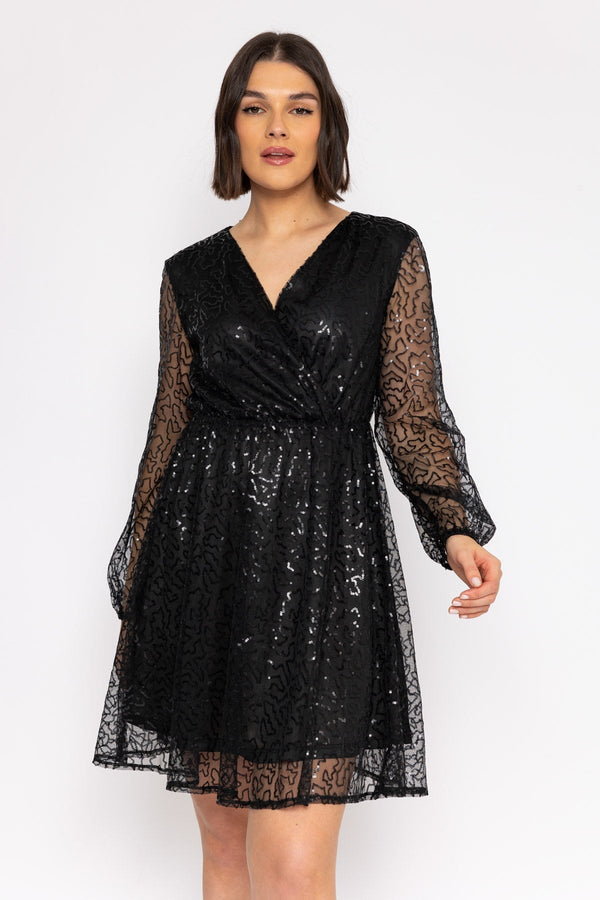 Black Sequin Vienna Wrap dress | Black