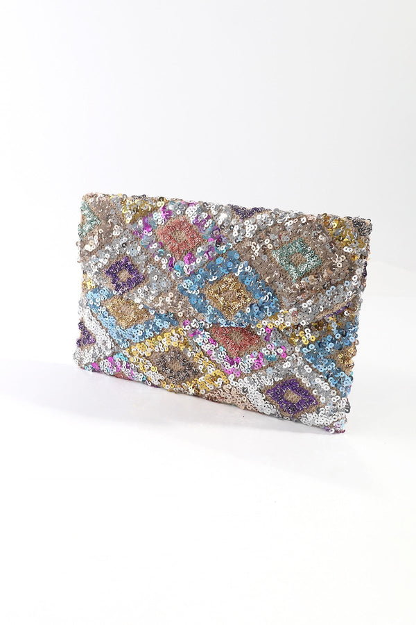 Carraig Donn Sequin Embellished Clutch in Blue