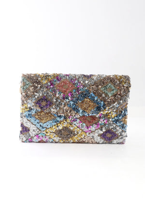 Sequin Embellished Clutch in Blue