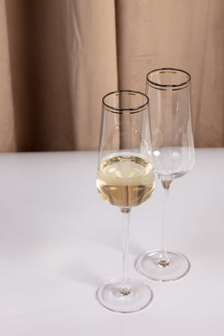 Carraig Donn Set Of 2 Champagne Flute with Silver & Gold Rim