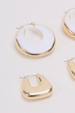 Carraig Donn Set of 2 White & Gold Hoop Earrings