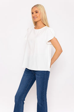 Carraig Donn Short Cap Sleeve Top in Ivory