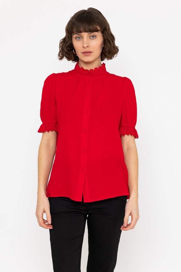 Carraig Donn Short Sleeve Air Flow Blouse in Red