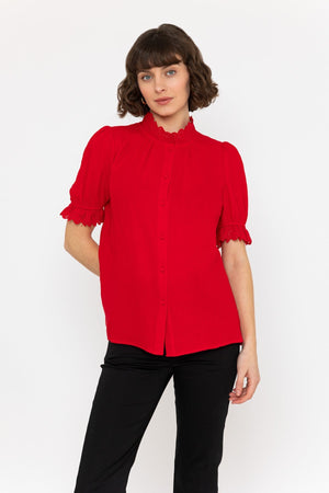 Short Sleeve Air Flow Blouse in Red