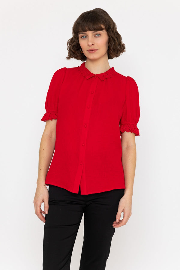 Carraig Donn Short Sleeve Air Flow Blouse in Red