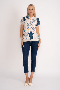 Carraig Donn Short Sleeve Button Placket Top