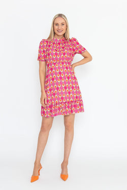 Carraig Donn Short Sleeve Nadia Mini Dress in Pink