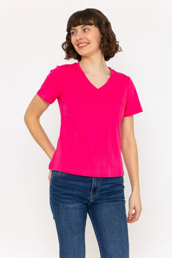 Carraig Donn Short Sleeve Pink Supersoft V Neck Tee