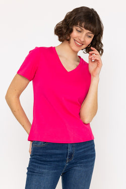 Carraig Donn Short Sleeve Pink Supersoft V Neck Tee